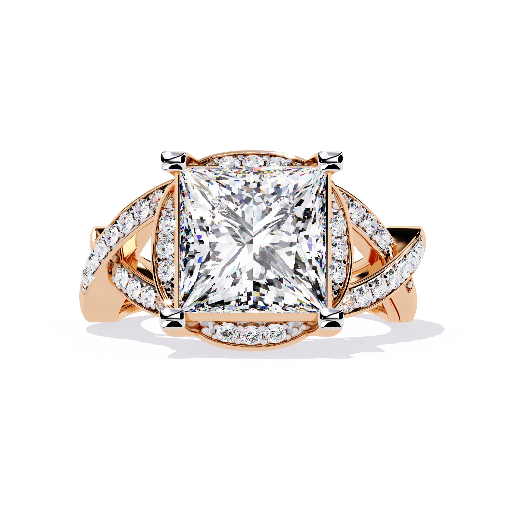 3.47 CT Halo Lab Grown Diamond Ring – 14K Yellow Gold